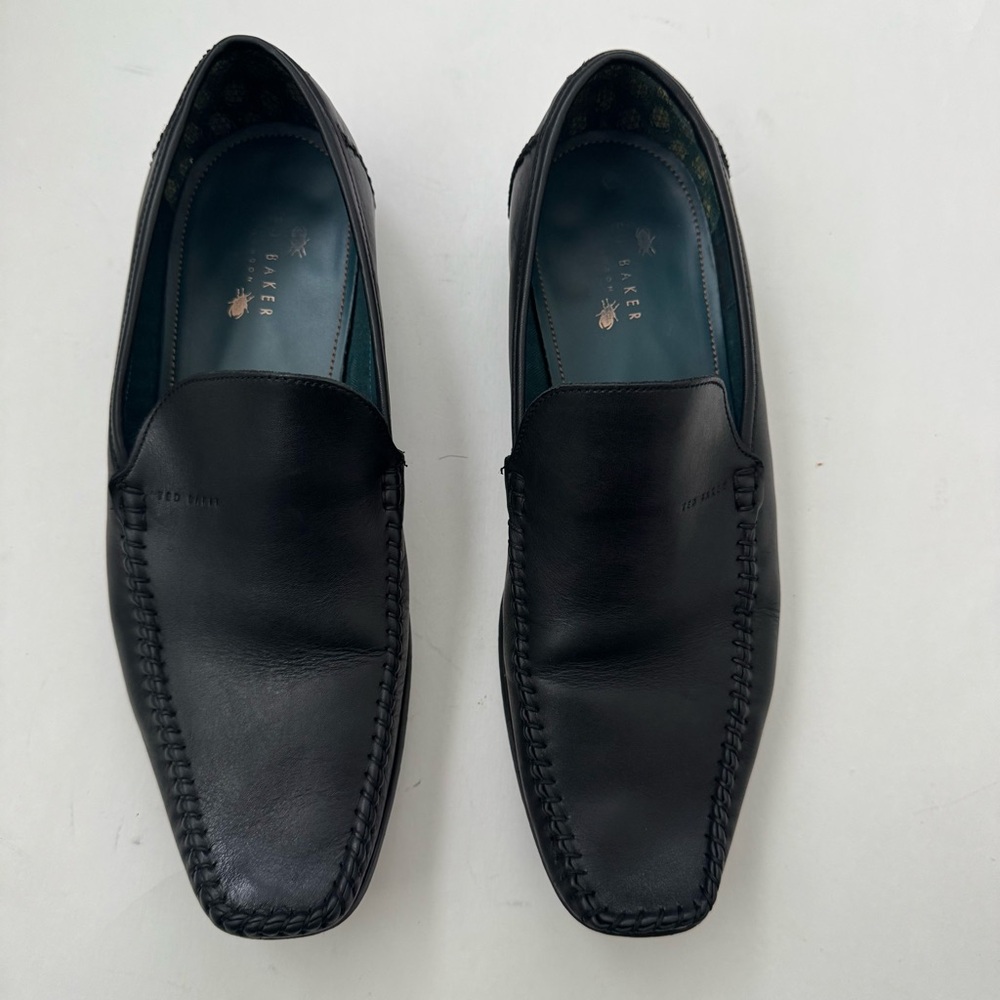 Ted Baker Black Leather Slip-On Moccasin Loafers Men’s US 9 UK 8